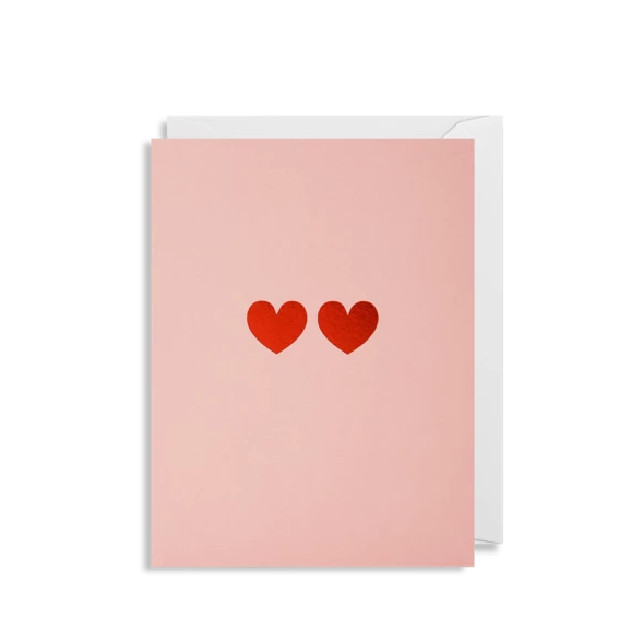 מיני כרטיס ברכה: Love Hearts זוג לבבות מטאליים