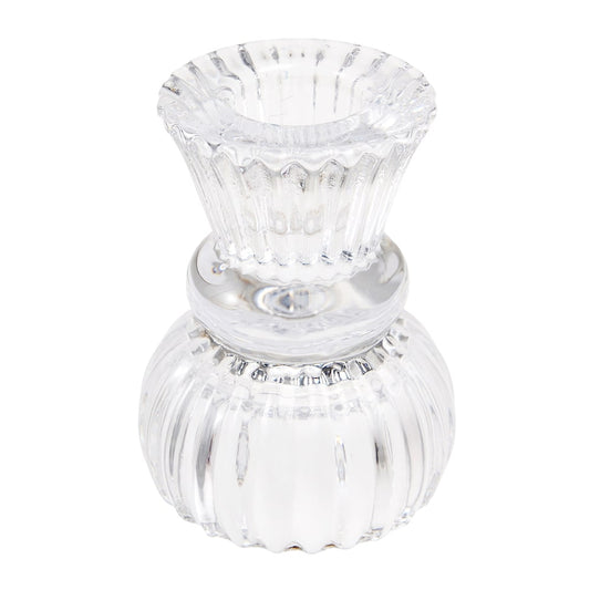 פמוט זכוכית מעוטר שקוף S