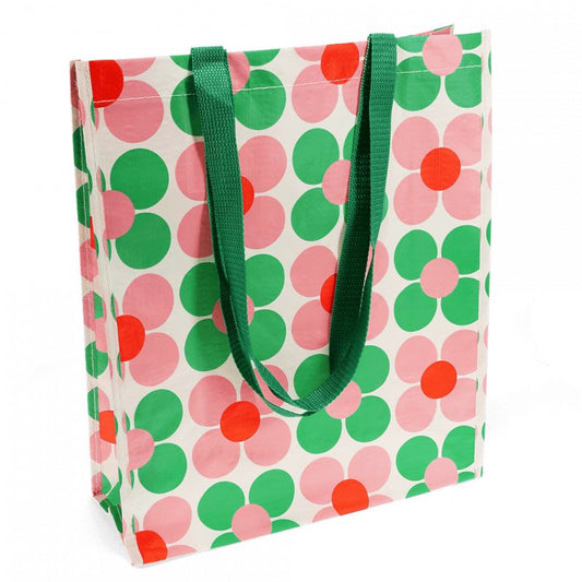 שקית קניות פאטרן פרחים ורוד