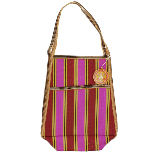 תיק קניות ממוחזר טרפז - אדום ורוד