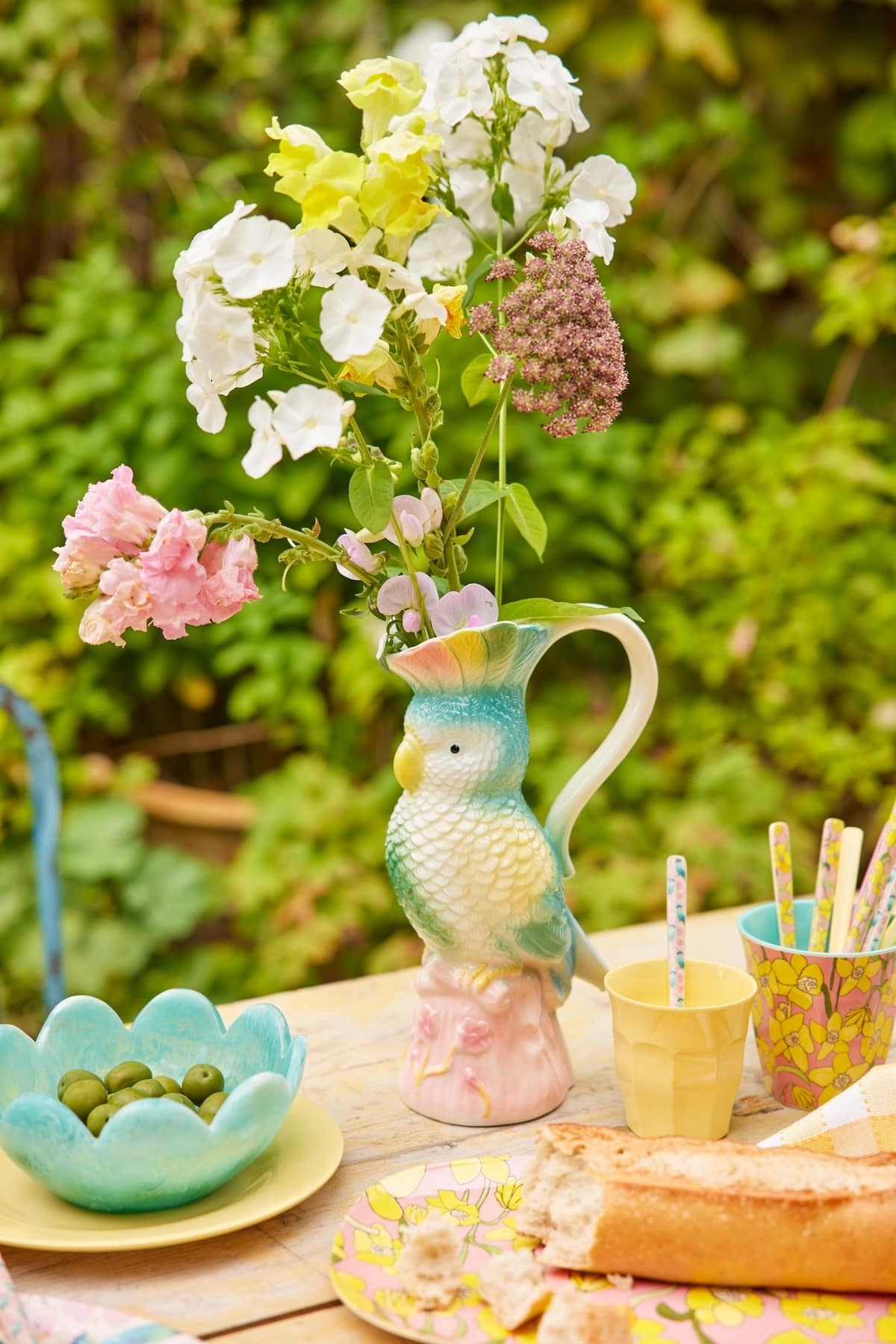 קנקן קרמיקה ציפור אקזוטית