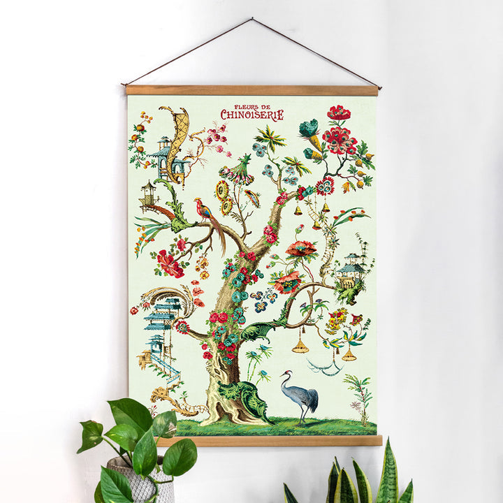 פוסטר: Fleurs de Chinoiserie בית עץ וציפורים