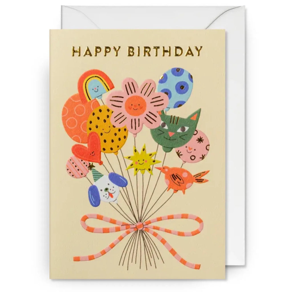 כרטיס ברכה: HAPPY BIRTHDAY בלונים בצורת חיות