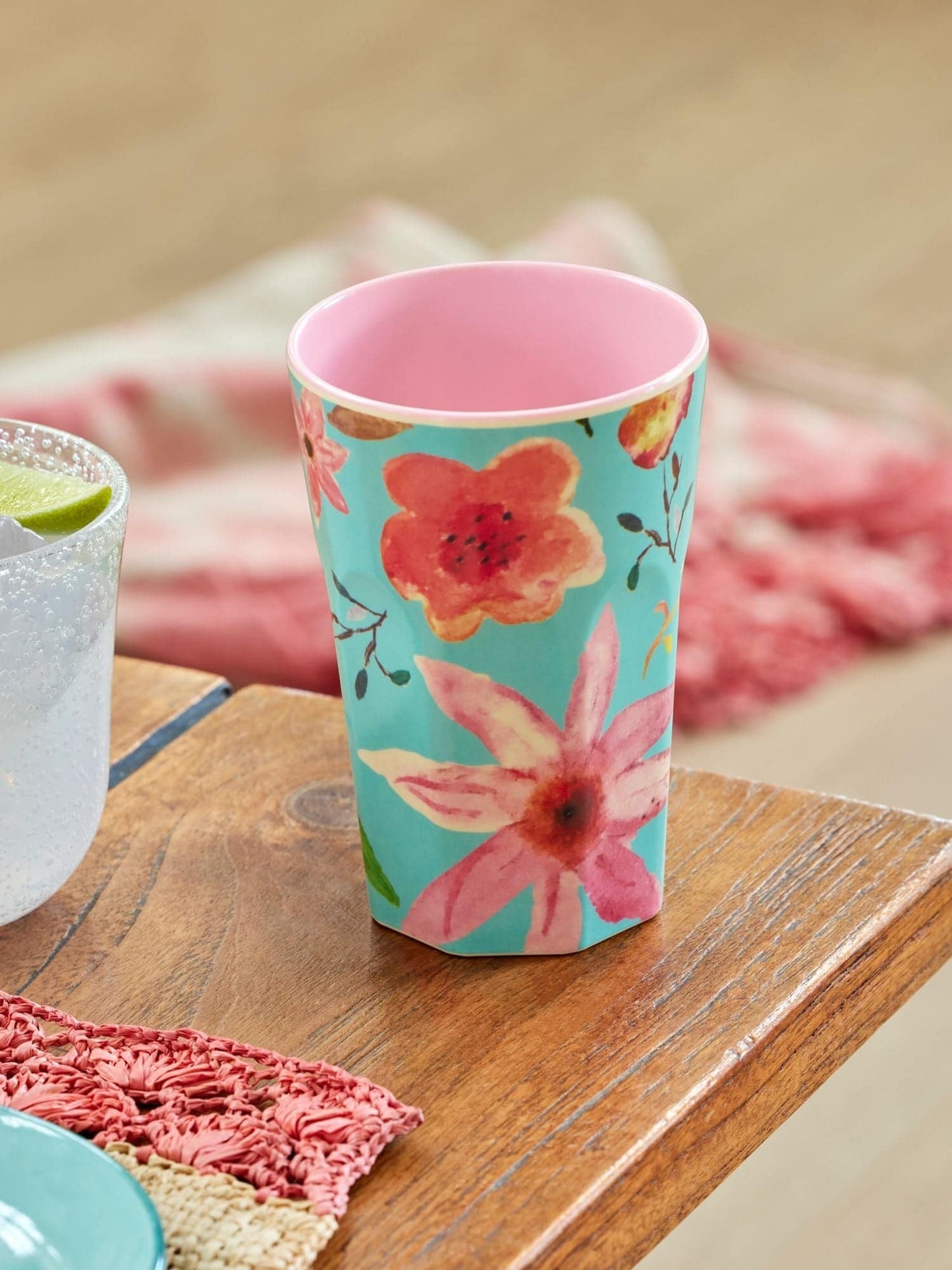 כוס לאטה פרח סלמה תכלת