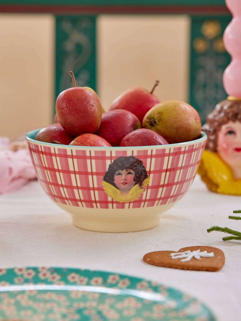 קערת מלמין מלאך רקע אדום