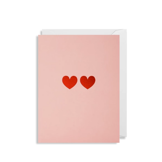 מיני כרטיס ברכה: Love Hearts זוג לבבות מטאליים