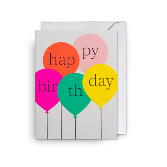 מיני כרטיס ברכה : HAPPY BIRTHDAY COLORFUL BALLOONS