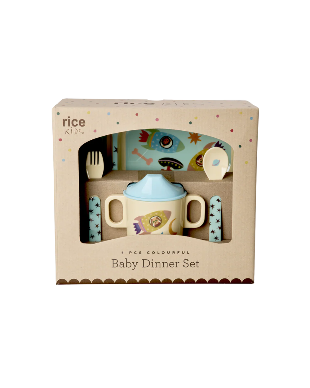 מארז כלי מלמין לתינוק - כלב בחלל