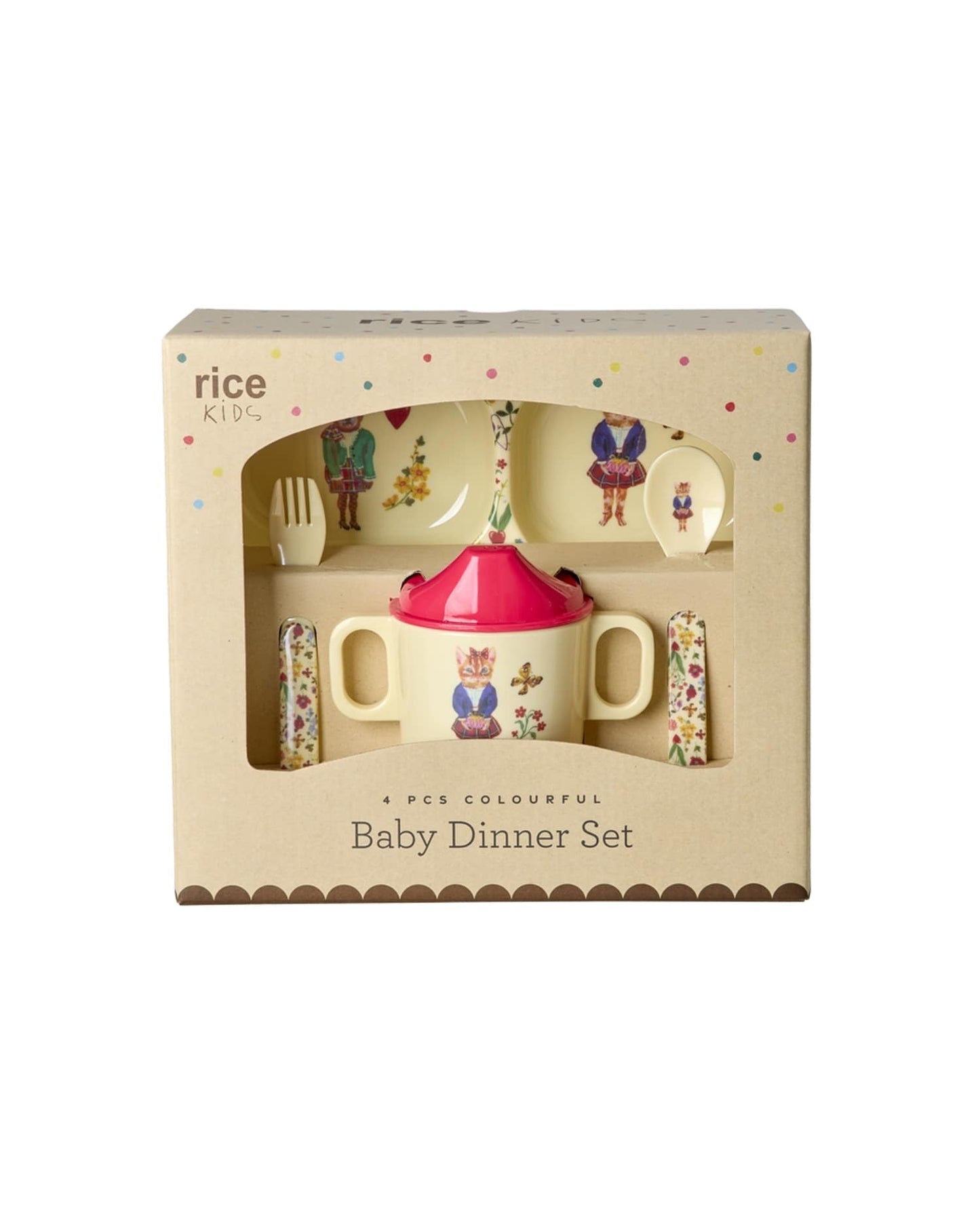 מארז כלי מלמין - איורי חתולה של נטלי לאטה