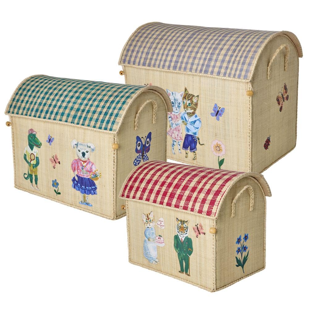 ארגז אחסון רפיה נטלי לאטה L - חתולים