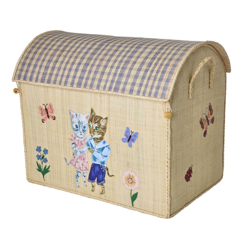 ארגז אחסון רפיה נטלי לאטה L - חתולים