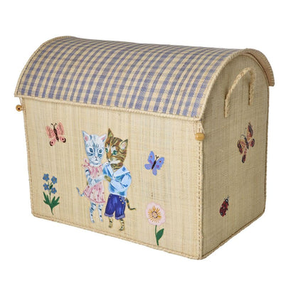 ארגז אחסון רפיה נטלי לאטה L - חתולים