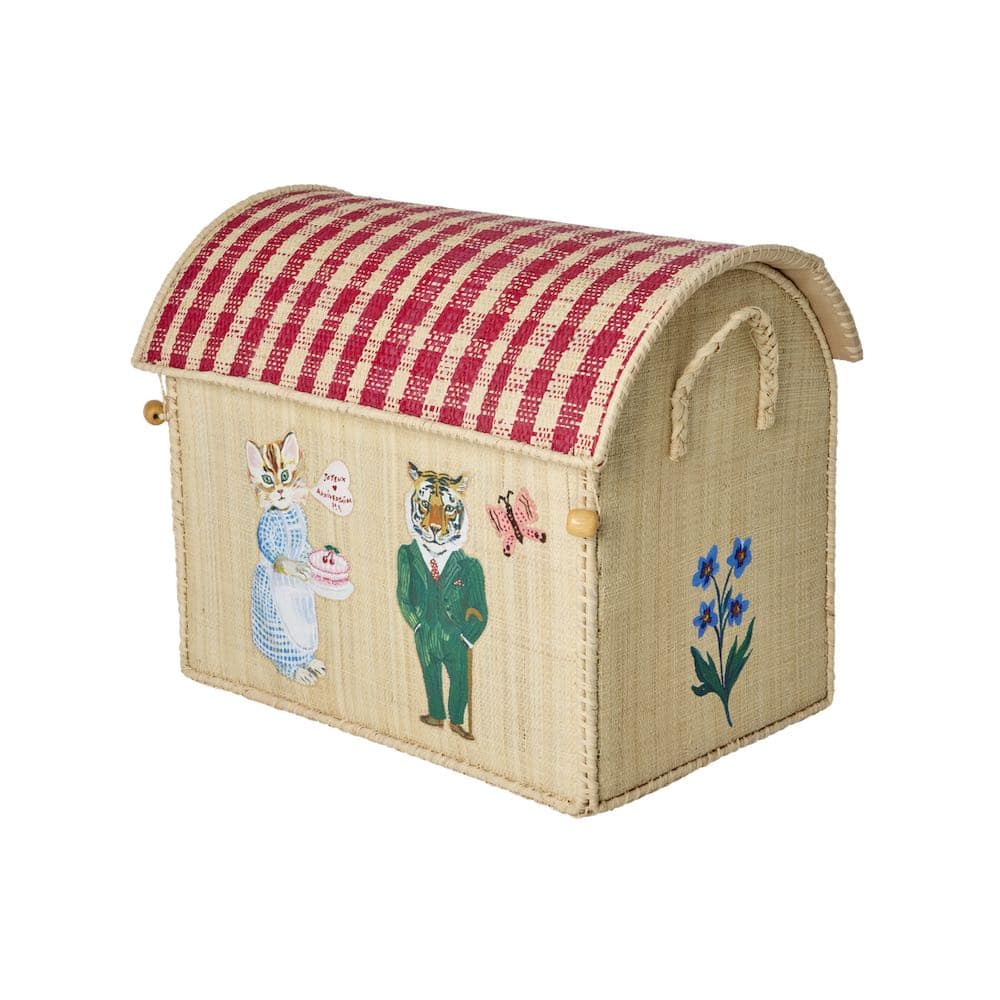 ארגז אחסון רפיה נטלי לאטה S -  חתולה ונמר