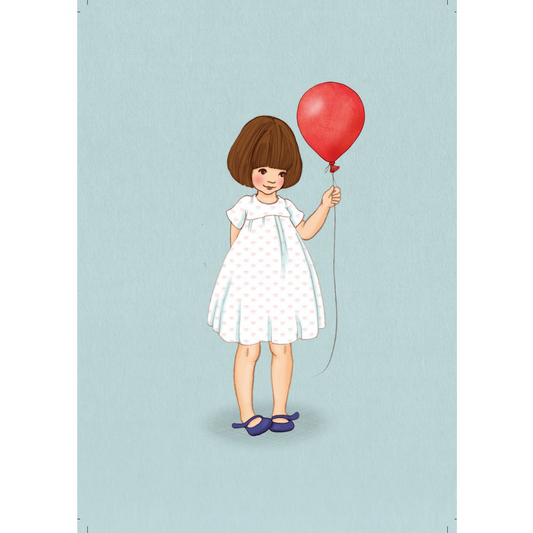 גלויה ילדה ובלון אדום Belle's Balloon