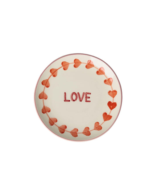 צלחת קרמיקה לקינוח בעבודת יד  - LOVE