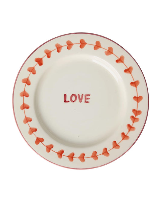 צלחת קרמיקה למנה עיקרית בעבודת יד - LOVE