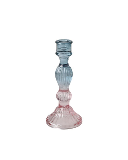 פמוט זכוכית גבוה L - ורוד כחול