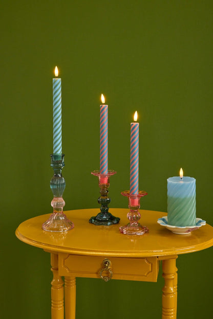 פמוט זכוכית גבוה L - ורוד כחול