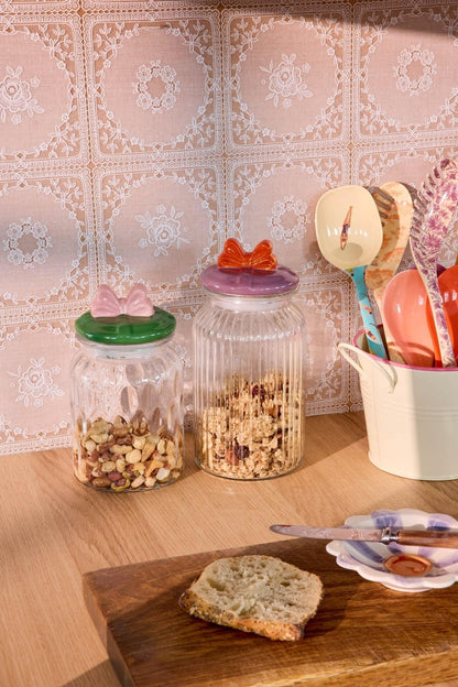 צנצנת זכוכית פפיון L - סגול