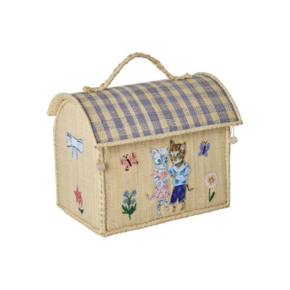 ארגז רפיה קטן עם ידית - נטלי לאטה - זוג חתולים