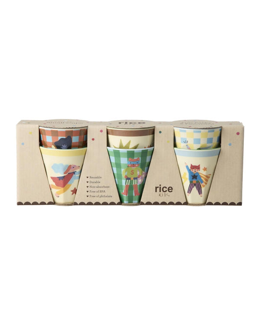 סט 6 כוסות מלמין מיני לילדים - גיבורי על ירוק