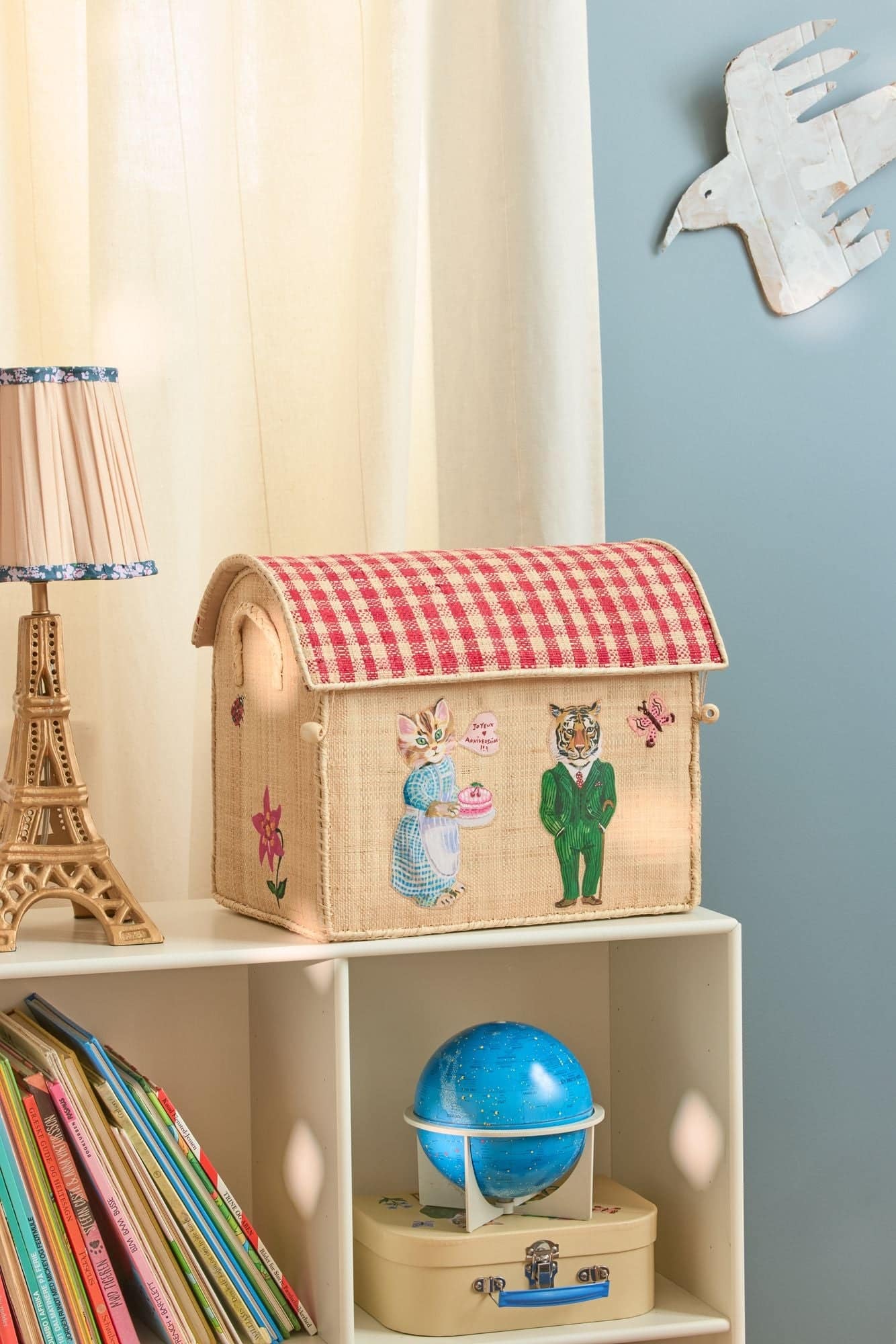 ארגז אחסון רפיה נטלי לאטה S -  חתולה ונמר