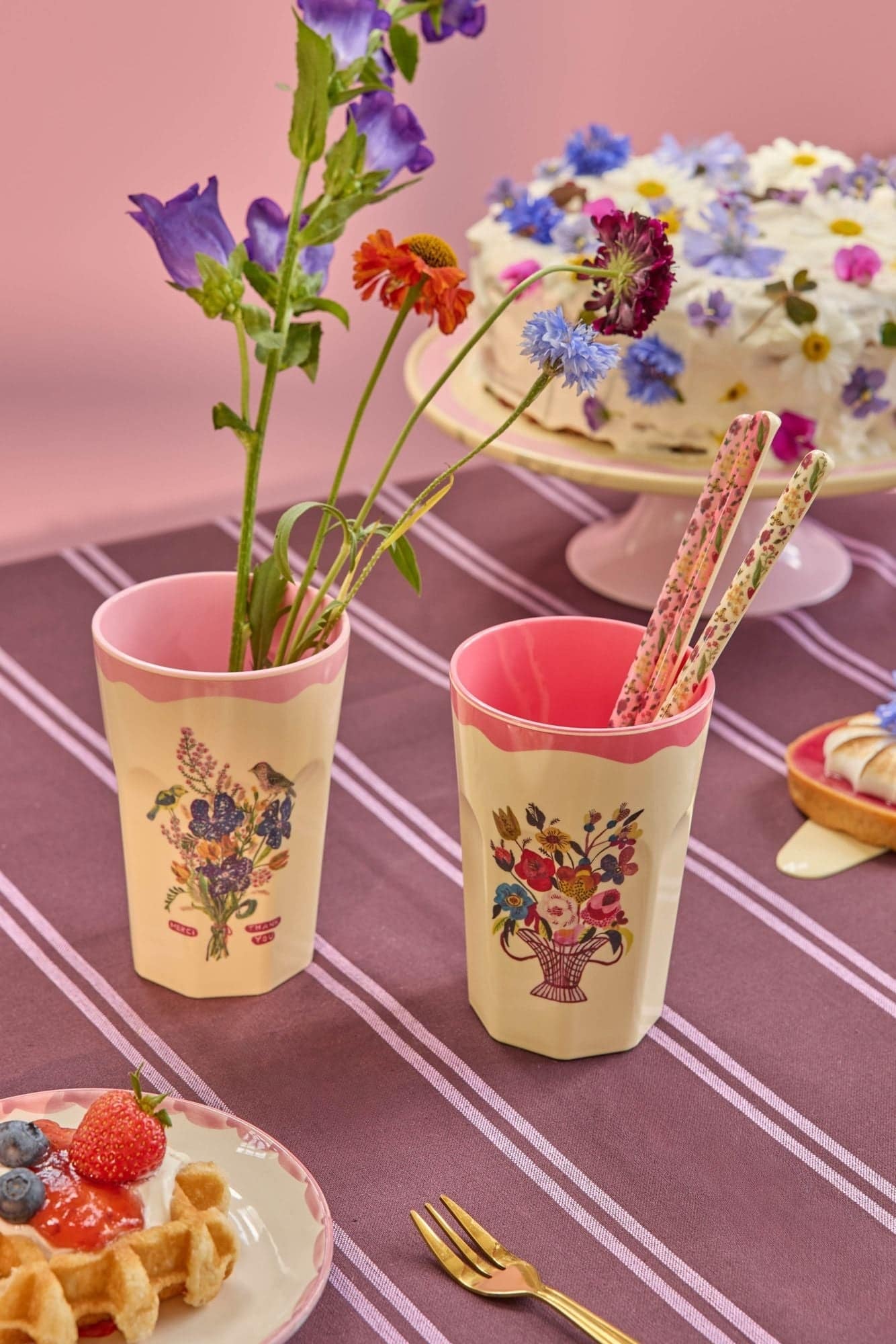 מארז 2 כוסות לאטה - איורי פרחים של נטלי לאטה