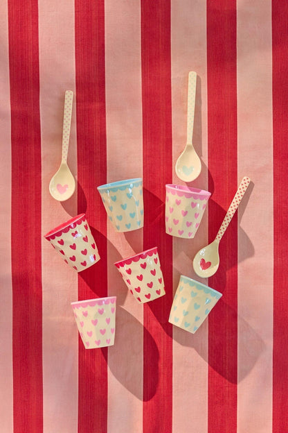 סט 6 כוסות אספרסו מלמין - לבבות