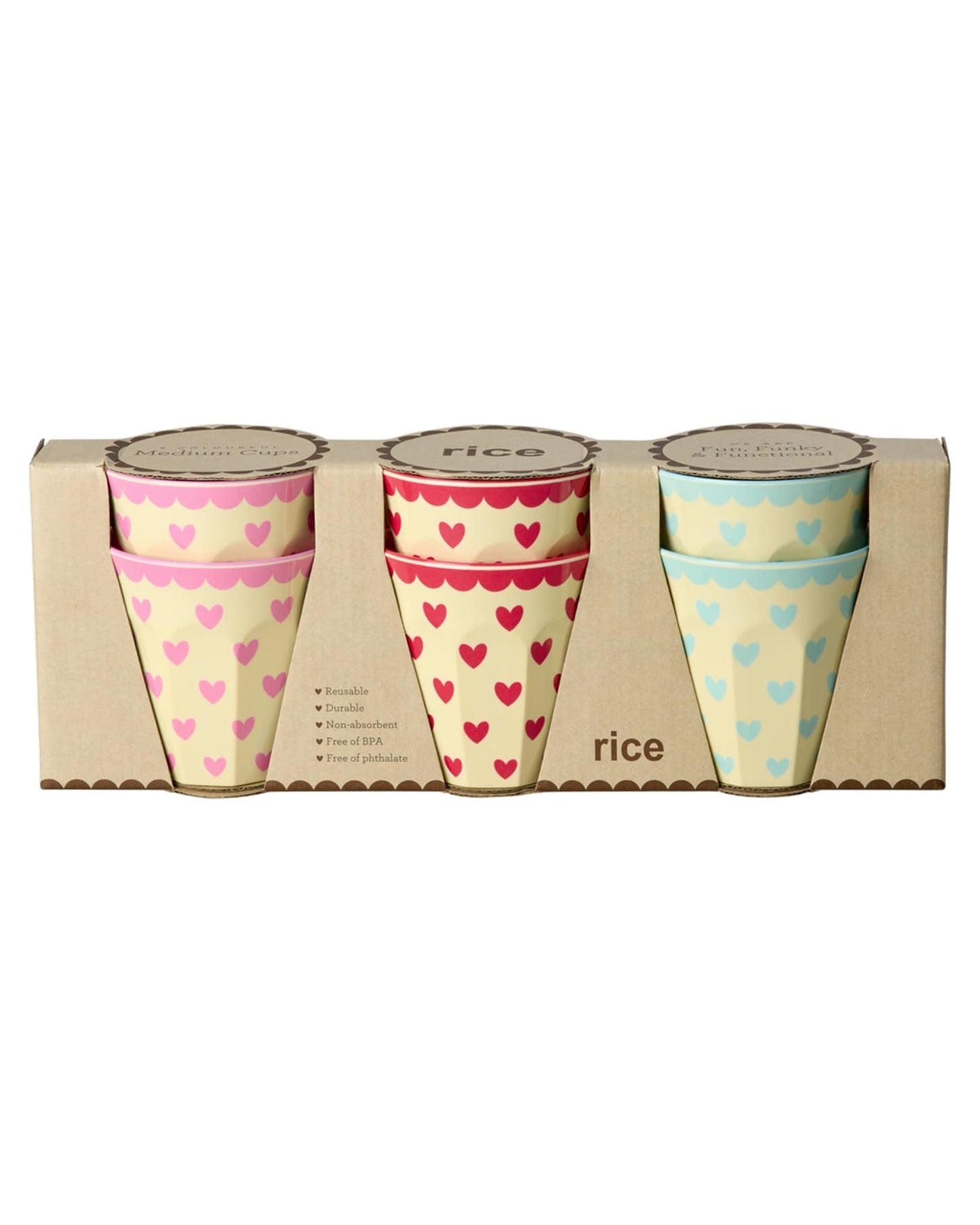 סט 6 כוסות מלמין - לבבות