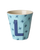 כוס מלמין אות L כחול כוכבים כחולים