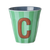 כוס מלמין אות C פסים ירוק