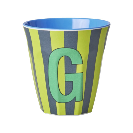 כוס מלמין G פסים ירוק נייבי