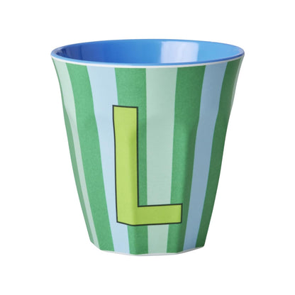 כוס מלמין L פסים ירוק תכלת