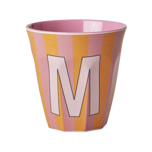 כוס מלמין M פסים ורוד משמש
