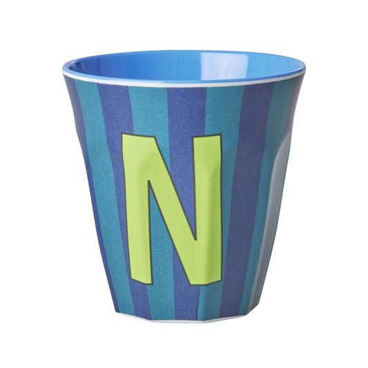 כוס מלמין N פסים טורקיז ונייבי