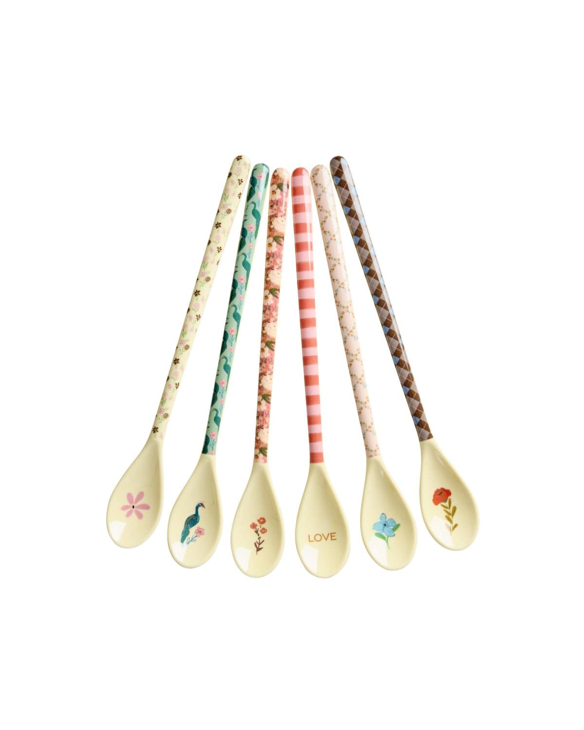 כפית מלמין ארוכה בהדפסי LOVE לבחירה