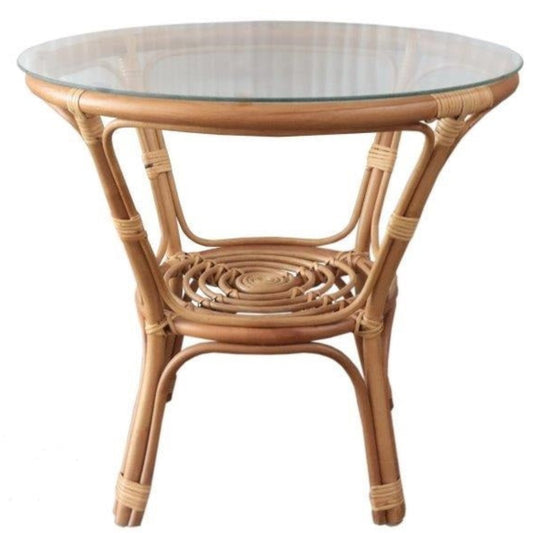 שולחן עץ עגול במבוק