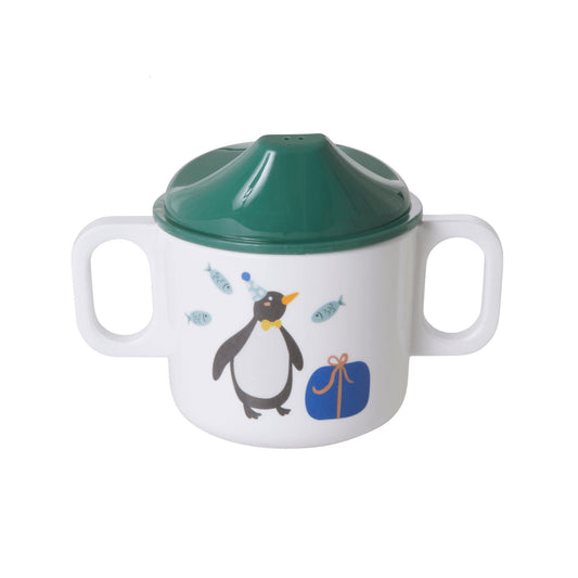 כוס מלמין ידיות פינגווין ירוק