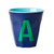 כוס מלמין אות A ירוק רקע נייבי