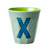 כוס מלמין אות X כחול רקע חאקי