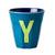 כוס מלמין אות Y ירוק רקע טורקיז